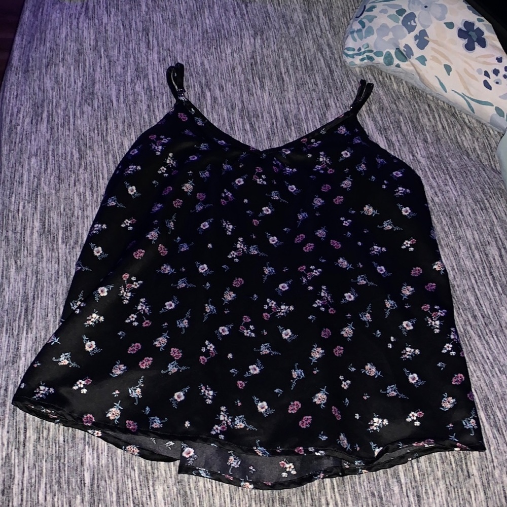 Black/floral tank top